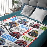 Monster Trucks Personalized Name Baby Blanket